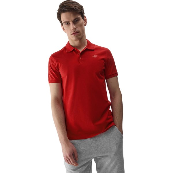 Koszulka męska polo 4FWSS24TPTSM129 4F - ciemna czerwień