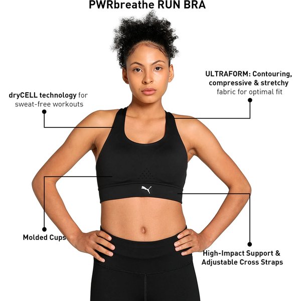 Biustonosz sportowy damski PWRbreathe Run Puma - Black
