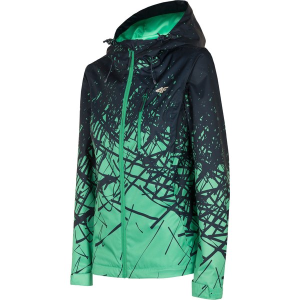 Kurtka trekkingowa damska H4L19 KUDT002 4F - jasna zieleń allover