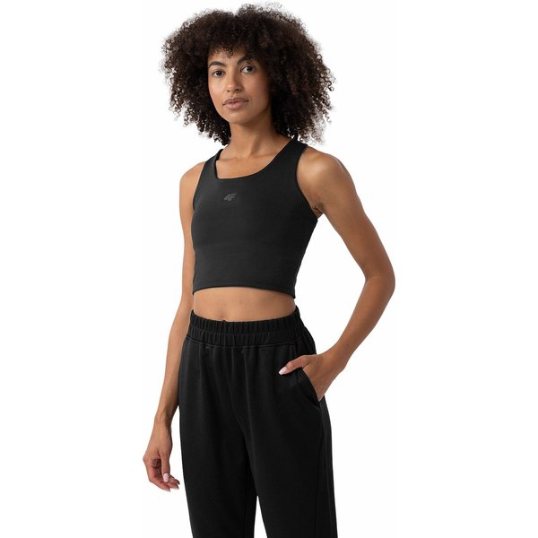 Bezrękawnik, top damski 4FAW23TFTSF430 4F - głęboka czerń