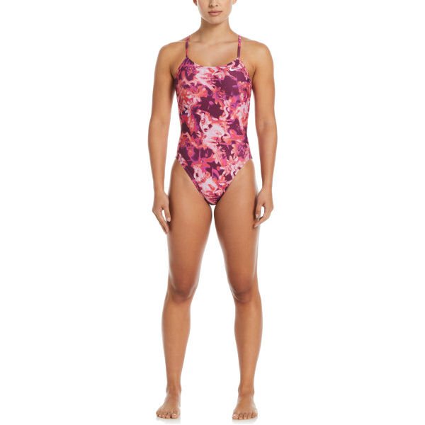 Strój kąpielowy damski Cutout One Piece Nike Swim - różowy