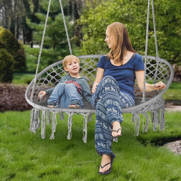 Huśtawka wisząca podwójna Boho Outtec - szara