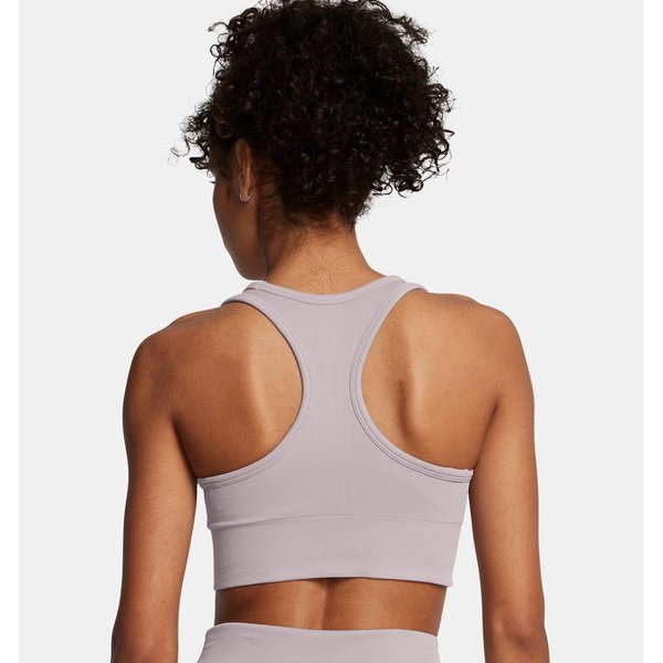 Biustonosz sportowy damski Vanish Seamless Mid Bra Under Armour - beż