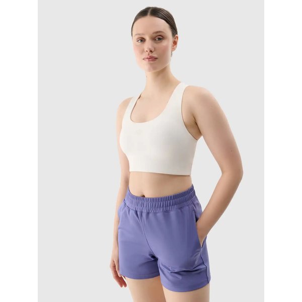 Biustonosz sportowy damski USBAF152 4F - złamana biel