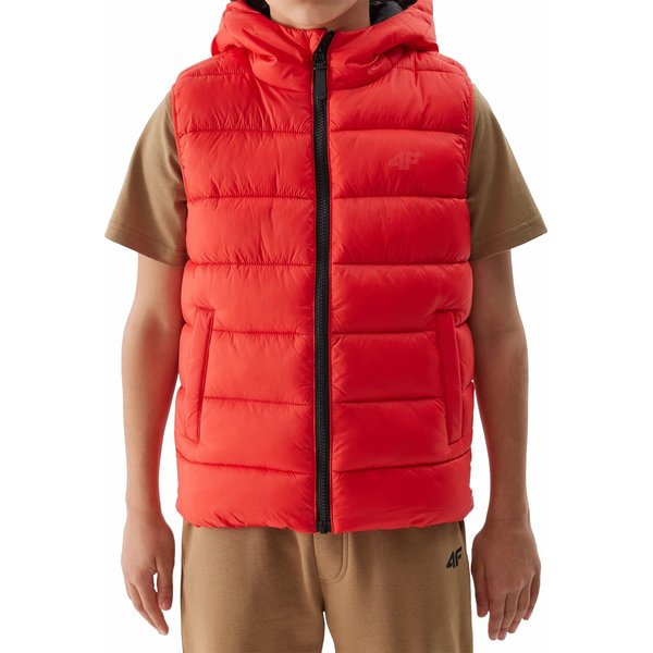 Kamizelka puchowa chłopięca 4FJWSS24TVJAM083 4F - czerwony