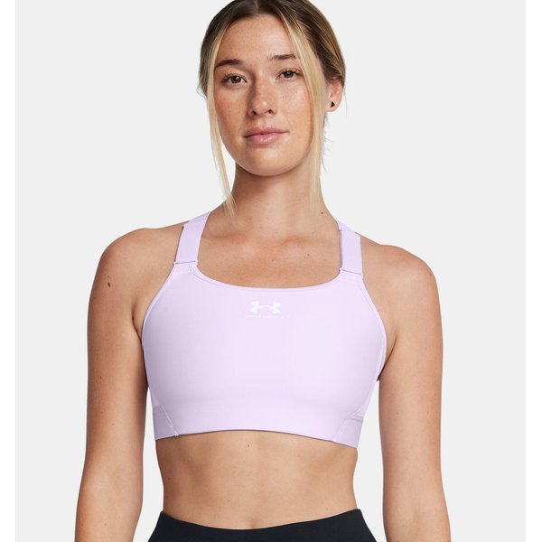 Biustonosz sportowy damski HeatGear High Under Armour - Salt Purple/White