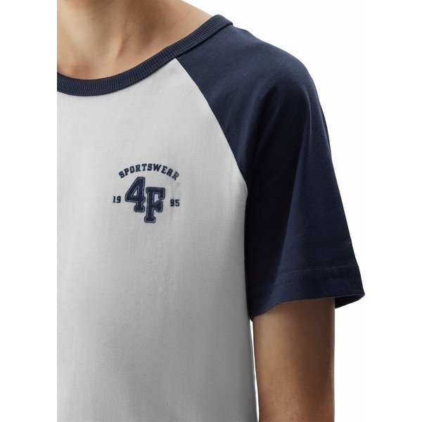 Koszulka chłopięca 4FJAW23TTSHM0805 4F - złamana biel