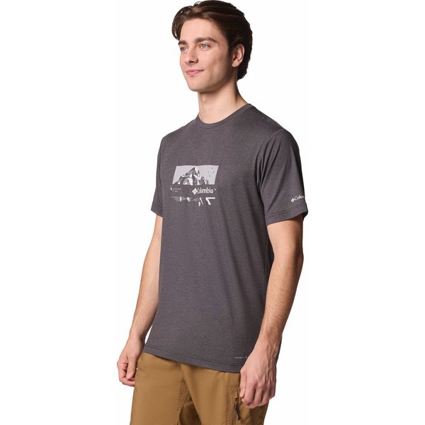 Koszulka męska Kwick Hike Graphic SS Tee Columbia - Black Heather/Peak Direction