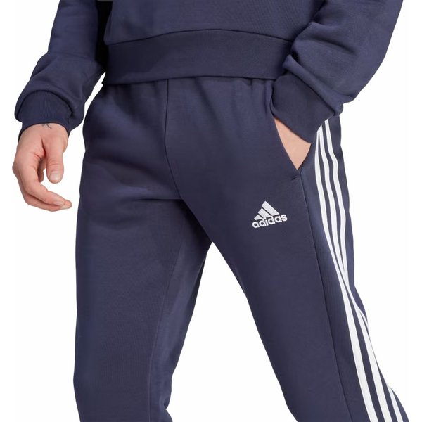 Spodnie dresowe męskie Essentials Fleece 3-Stripes Tapered Cuff Adidas - granatowe
