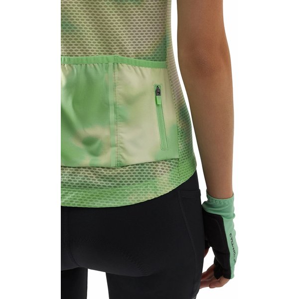 Koszulka rowerowa damska 4FSS24TFTSF489 4F - jasna zieleń allover