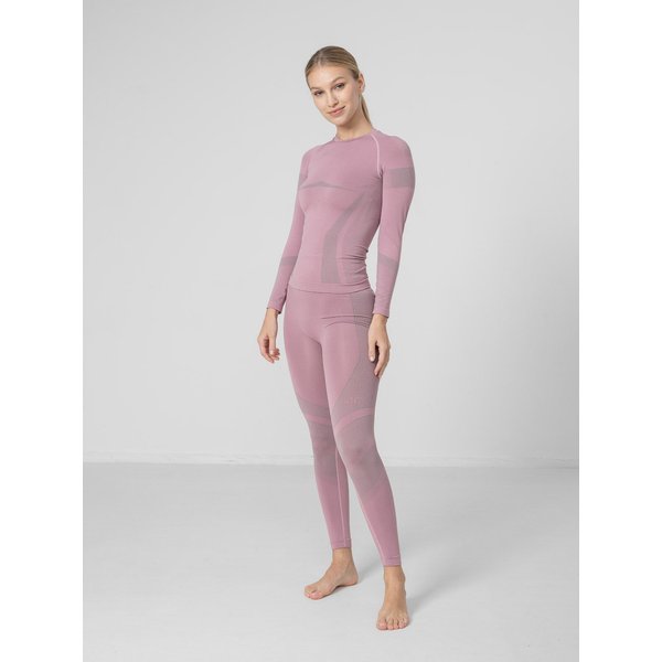 Legginsy bezszwowe damskie H4Z22 BIDB030D 4F - różowe