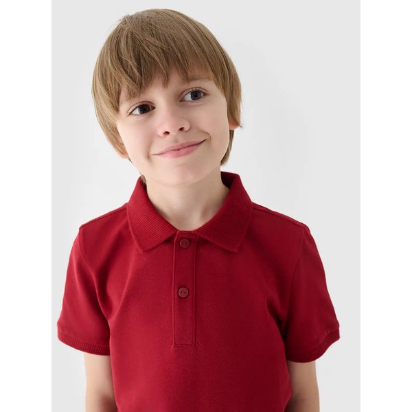 Koszulka chłopięca polo TPTSM478 4F - ciemna czerwień
