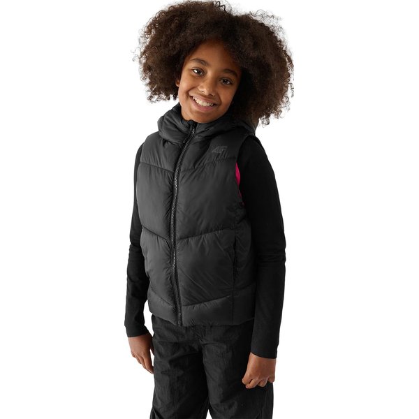 Kamizelka puchowa dziewczęca TVJAF129 4F - głęboka czerń