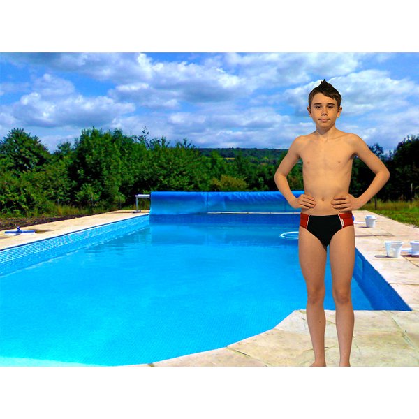 Kąpielówki juniorskie SK0032 Stanteks - czarny/czerwony