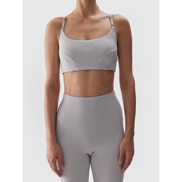 Biustonosz sportowy damski USBAF143 4F - chłodny jasny szary