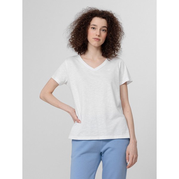 Koszulki damskie H4L22 TSD352 2szt 4F - biała/różowa