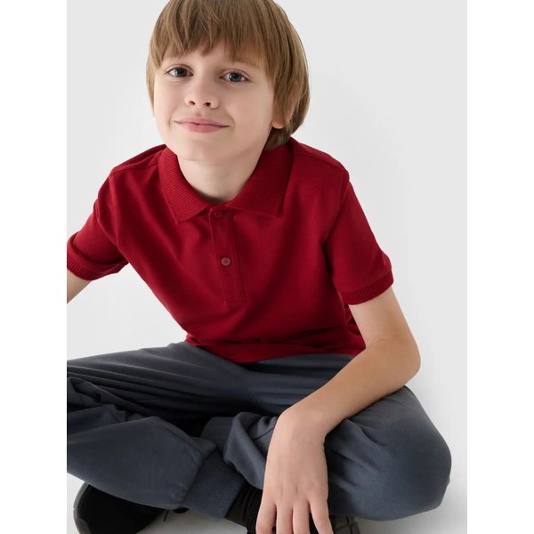 Koszulka chłopięca polo TPTSM478 4F - ciemna czerwień