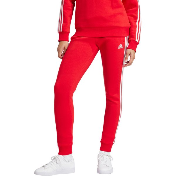 Spodnie dresowe damskie Essentials 3-Stripes Fleece Adidas - czerwone