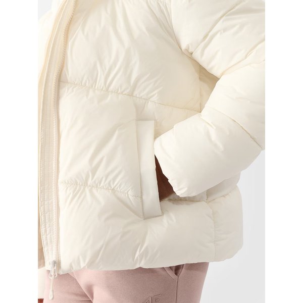 Kurtka puchowa dziewczęca TDJAF450 4F - biały