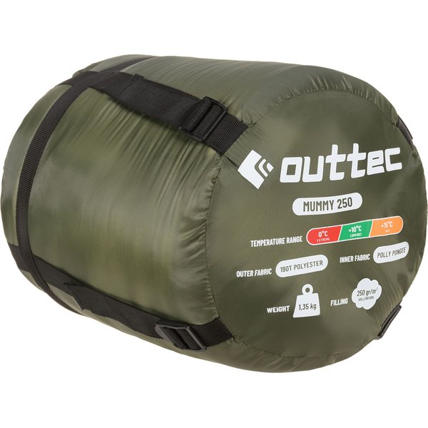 Śpiwór z kapturem Mumia Explorer, ciepły, całoroczny Outtec - zielony