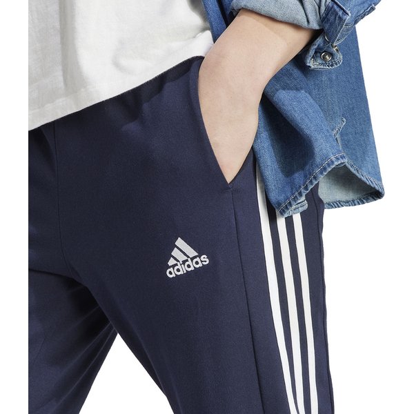 Spodnie dresowe męskie Essentials Stingle Jersey Tapered Open Hem 3-Stripse Adidas - granatowe