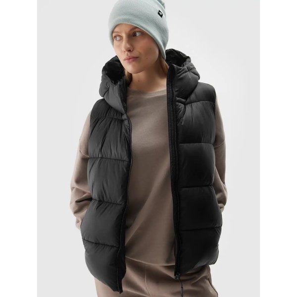 Kamizelka puchowa damska TVJAF141 4F - głęboka czerń