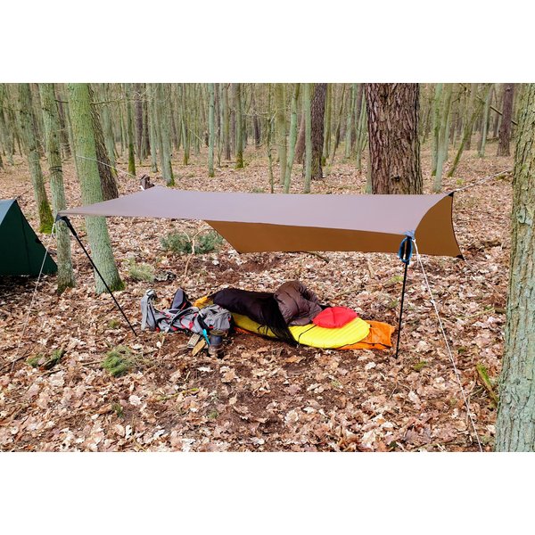 Płachta biwakowa, tarp Zmora 280x260/160cm Lesovik - Walnut Brown