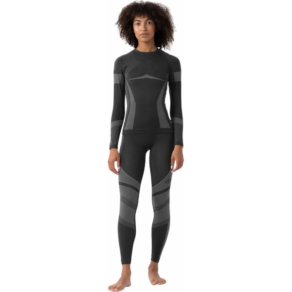 Longsleeve bezszwowy damski 4FAW23USEAF113 4F - ciemny szary