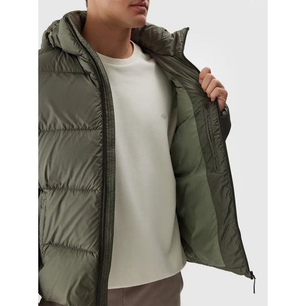 Kurtka puchowa męska TDJAM513 4F - oliwkowy