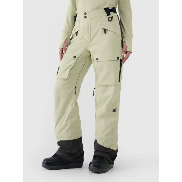 Spodnie snowboardowe damskie TFTRF701 4F - oliwkowy