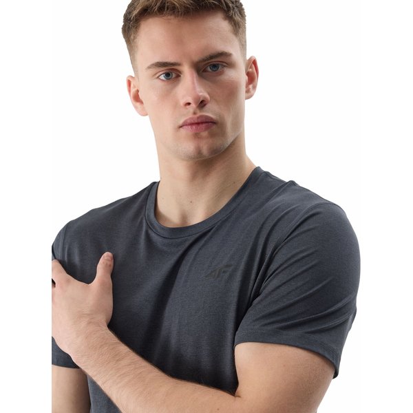 Koszulka męska 4FWSS24TFTSM599 4F - głęboka czerń melanż