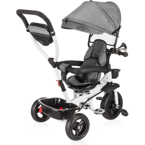 Rowerek trójkołowy 3w1 obracany Stars - szary