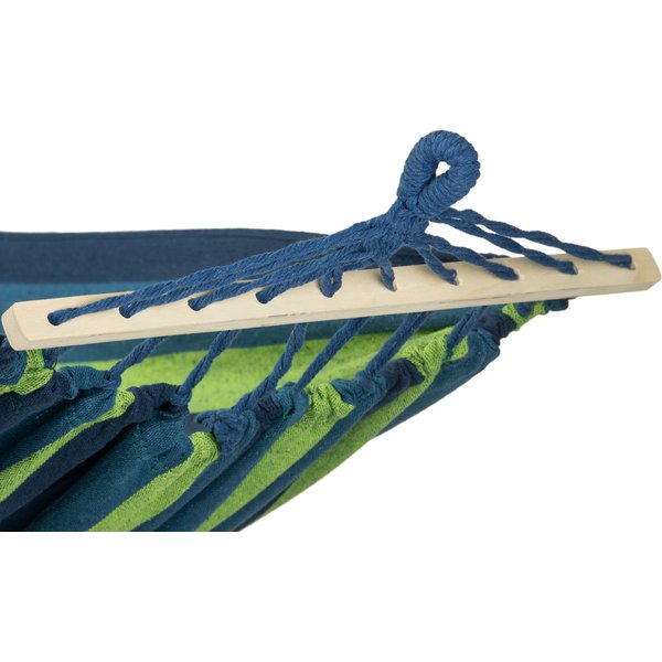 Hamak materiałowy z pokrowcem 2-osobowy z drewnianymi listwami 200x160cm