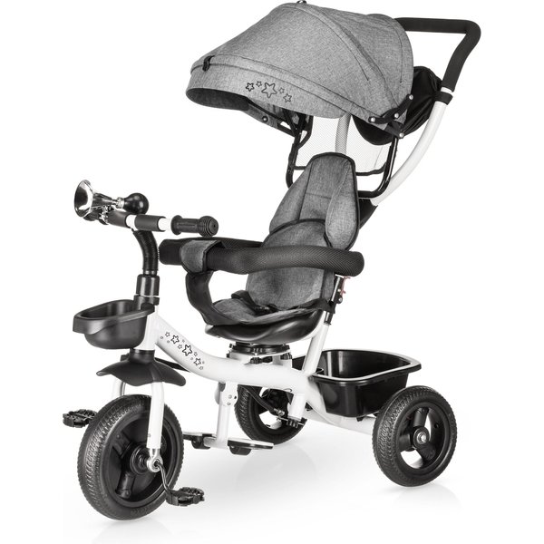 Rowerek trójkołowy 3w1 obracany Stars - szary