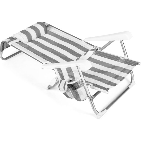 Krzesło plażowe z funkcją leżaka Sun Flex 2w1 Outtec - paski/szare