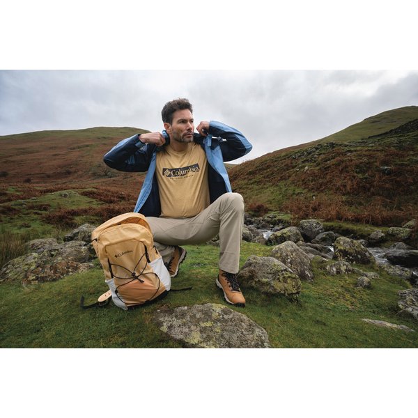 Koszulka męska Kwick Hike Graphic SS Tee Columbia - Black Heather/Peak Direction