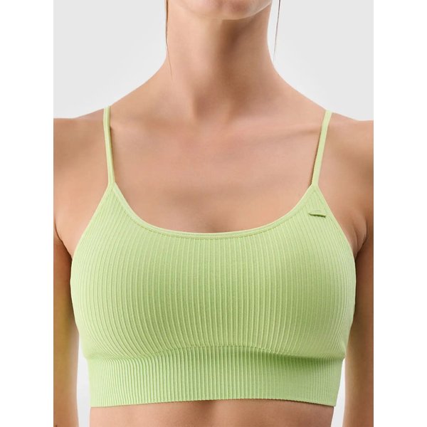 Biustonosz sportowy bezszwowy damski USBAF151 4F - jasna zieleń