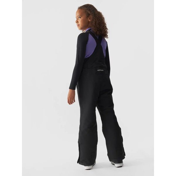 Spodnie narciarskie dziewczęce na szelkach TFTRF664 4F - głęboka czerń