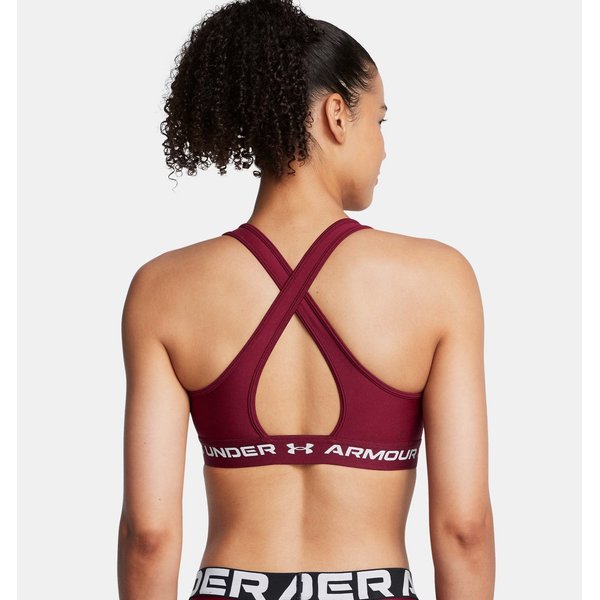 Biustonosz sportowy damski Crossback Mid Bra Under Armour - Cardinal/White