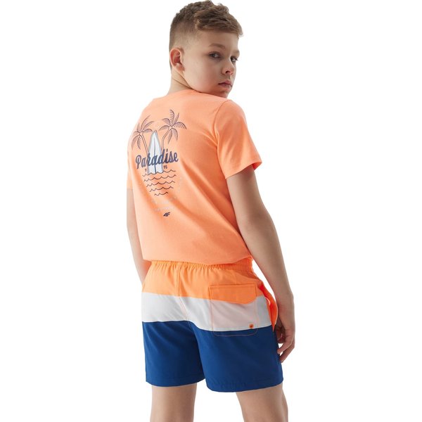 Spodenki kąpielowe chłopięce 4FJWSS24UBDSM065 4F - pomarańcz neon