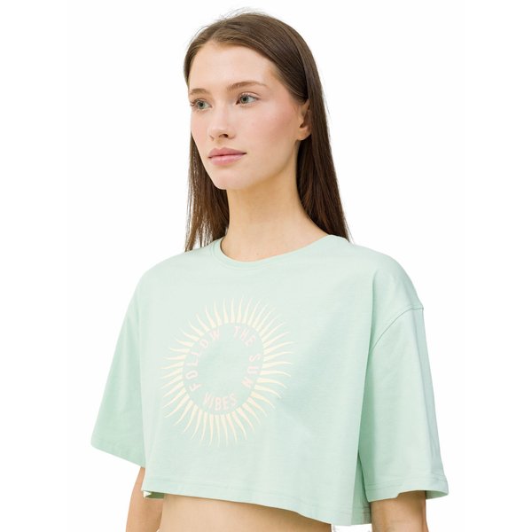 Koszulka, crop top damski 4FWSS24TTSHF1266 4F - mięta
