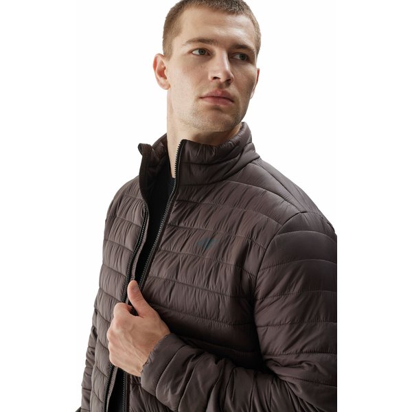 Kurtka puchowa męska 4FAW23TDJAM239 4F - ciemny brązowy