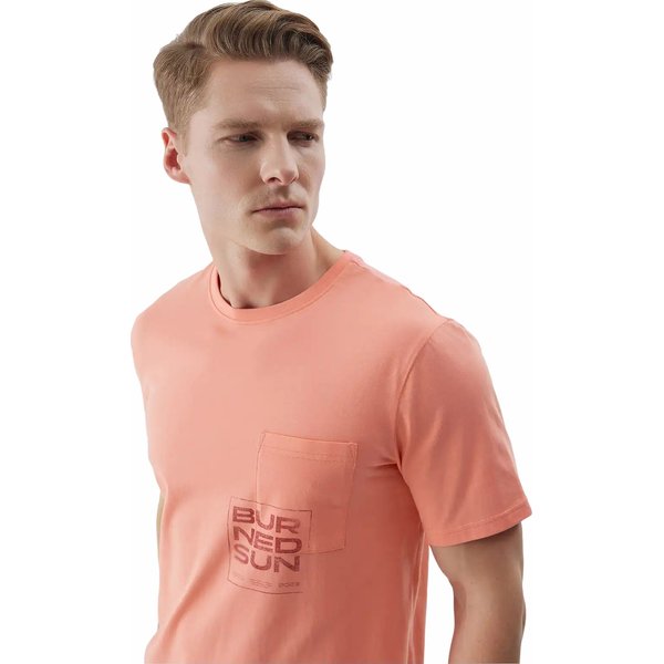 Koszulka męska 4FWSS24TTSHM1284 4F - łososiowy