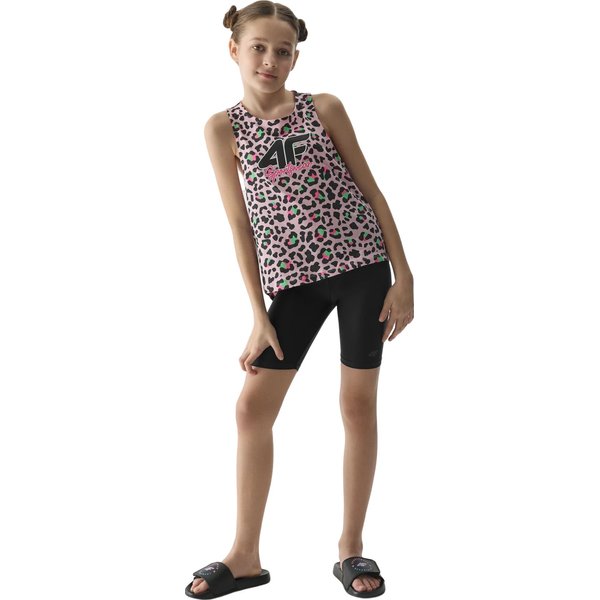 Bezrękawnik dziewczęcy 4FJWSS24TTSHF1141 4F - jasny róż allover