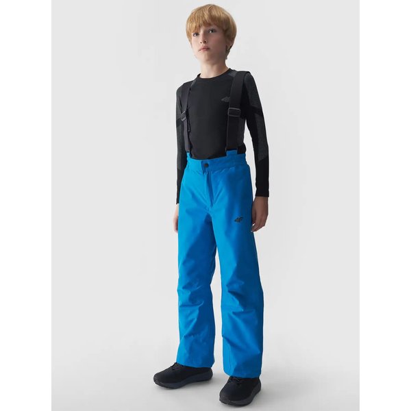 Spodnie narciarskie chłopięce na szelkach TFTRM654 4F - niebieski