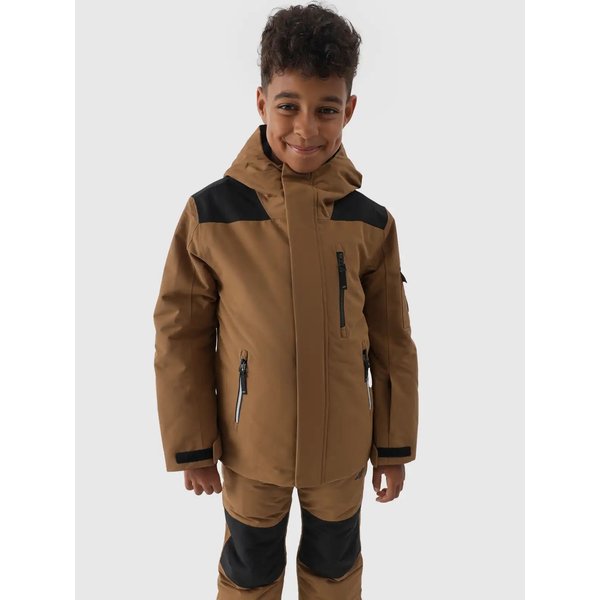 Kurtka narciarska chłopięca TTJAM538 4F - jasny brąz