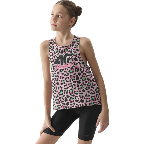 Bezrękawnik dziewczęcy 4FJWSS24TTSHF1141 4F - jasny róż allover