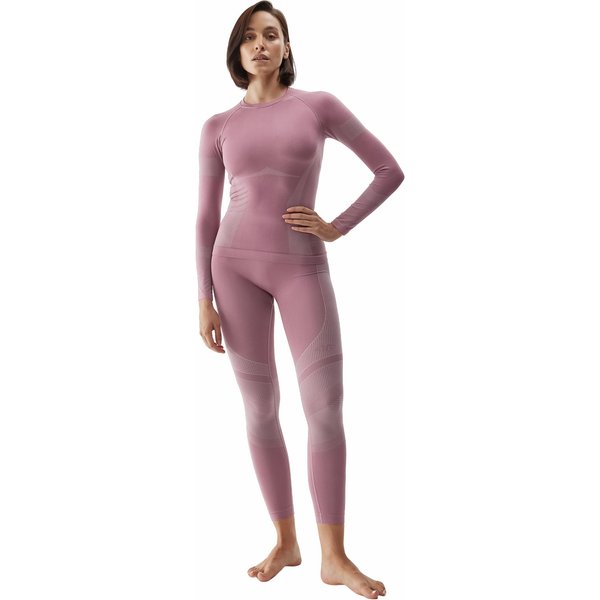 Legginsy bezszwowe damskie 4FAW23USEAF116 4F - ciemny róż