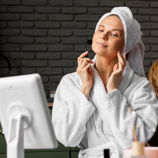 Derma roller do mezoterapii, masażu twarzy Gymtek - czarny