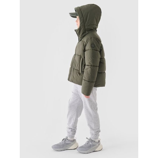 Kurtka puchowa chłopięca TDJAM463 4F - khaki